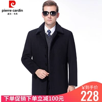 Pierre Cardin mùa thu và mùa đông mới áo len trung niên nam dài phần cashmere dày áo khoác nam cha áo - Áo len ao khoac nam