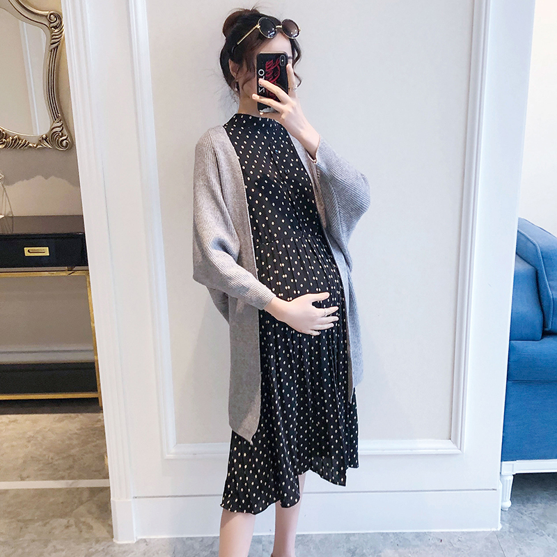 Maternity spring suit fashion foreign atmosphere net red spring dress cardigan jacket spring out two-piece set spring