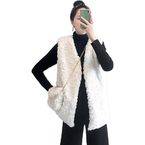 Pregnant womens vest coat winter mid-length fashion trendy autumn and winter style loose lamb wool winter outer wear for late pregnancy