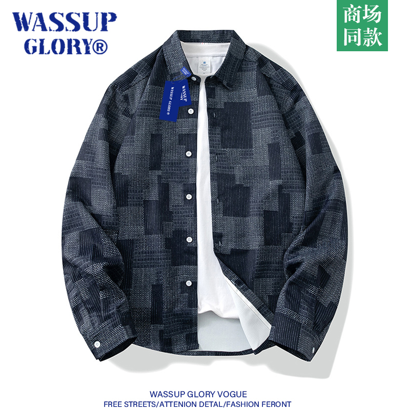 Wassup Glory New Chinese Style Shirt for Men, Autumn American Retro Long-Sleeved Shirt, High-End Designer Men's Clothing Wassup Glory New Chinese Style Shirt for Men, Autumn American Retro Long-Sleeved Shirt, High-End Designer Men's Clothing