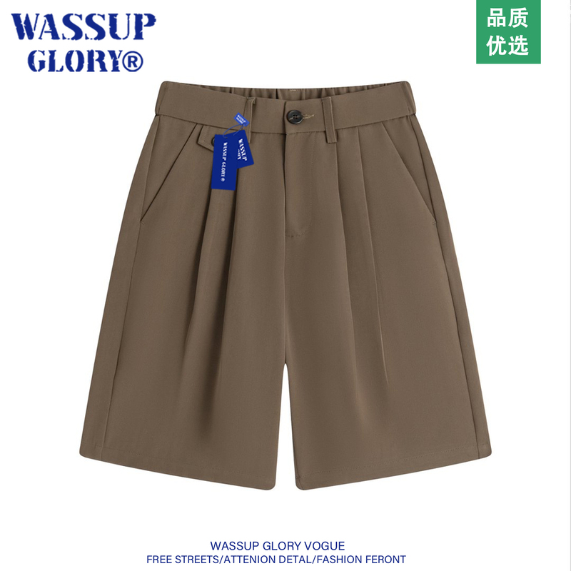 Wassup Glory Drapey Ice Silk Suit Pants for Men, Summer Thin Five-Point Pants, Formal Loose Casual Shorts Wassup Glory Drapey Ice Silk Suit Pants for Men, Summer Thin Five-Point Pants, Formal Loose Casual Shorts