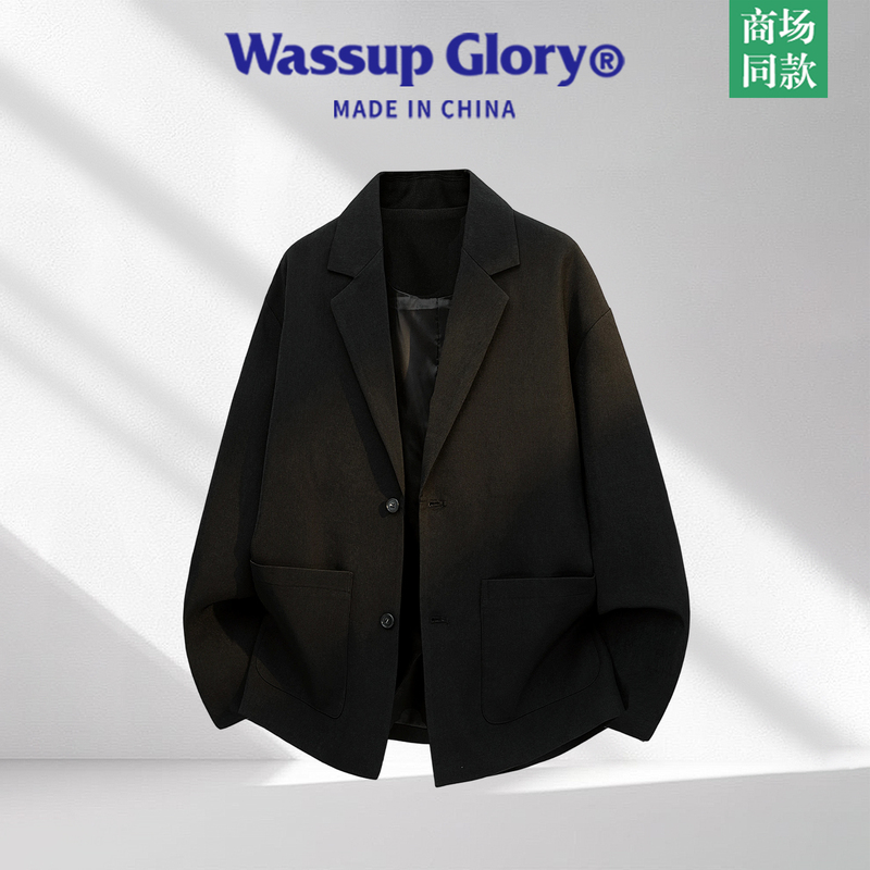 Wassup Glory American-Style Suit for Men, Autumn and Winter Cleanfit Silhouette Suit, High-End Casual Loose Jacket