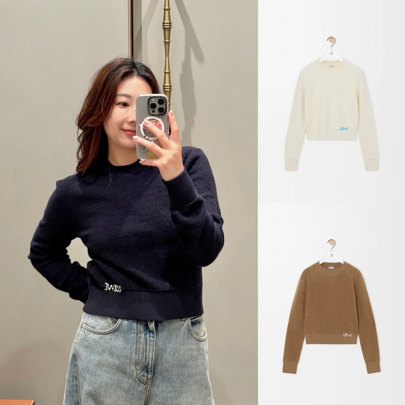 Xiaopang Genuine Loewe 26Fw Women's Wool Round Neck Pullover Sweater S359Y14Kj6