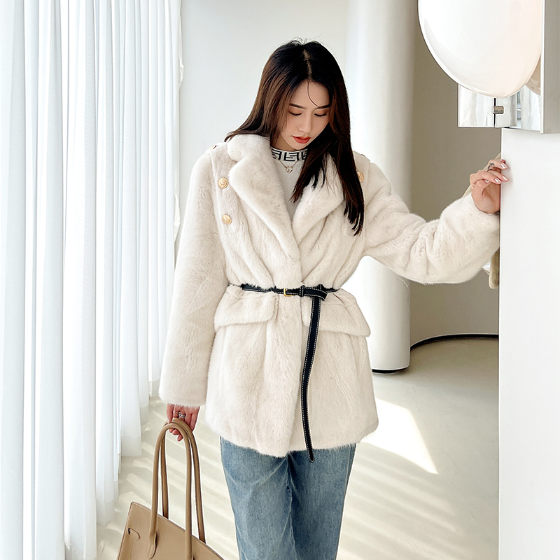 2021 new mink fur coat women's whole mink mid-length version purple standard velvet young mink fur coat