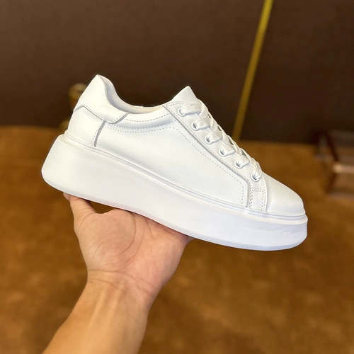 Сверхлегкая белая обувь, высокие кроссовки на платформе, из натуральной кожи