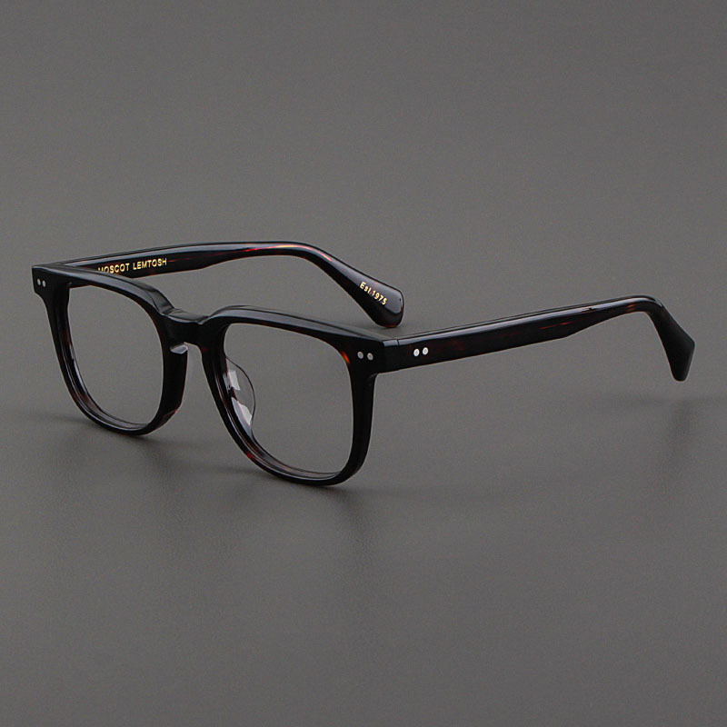 Moscot Lemtosh Eyeglass Frames for Women, Vintage Square Black Acetate Frames for Large Faces, American-Style Tortoiseshell Prescription Frames for Men