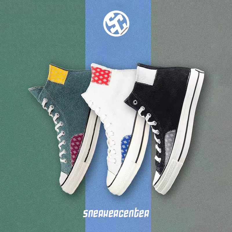 Converse Converse 1970s high-top men's and women's stitching flip fur shoes suede canvas shoes 166853C