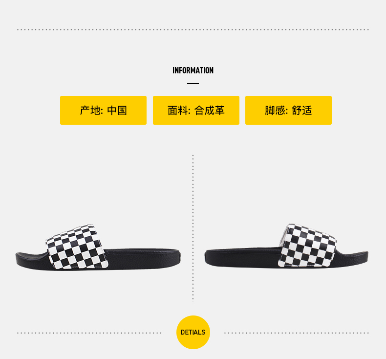 Vans Fans Slide-On Bàn cờ màu đen và trắng Giày nam Giày thể thao giản dị Beach Dép VN0004KIIP9 dép cá sấu