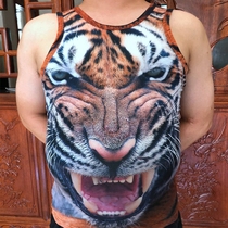 Funny gorilla vest male summer personality spoof 3D animal tiger pattern short T-shirt large size monkey clothes