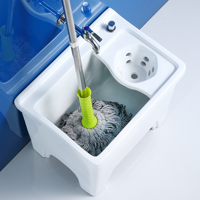 Mengyue mop pool home ceramic toilet wash mop pool balcony floor to ceiling mopping pool with drainage basket