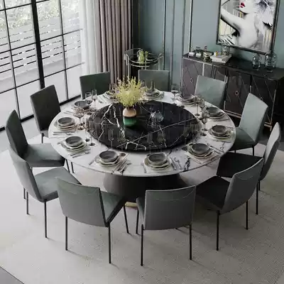 Nordic marble dining table with turntable rotatable dining table and chair combination large and small apartment Type 10 person Villa round dining table