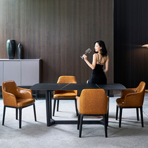 Italian minimalist rock plate dining table Nordic rectangular household small apartment Modern simple marble dining table and chair combination