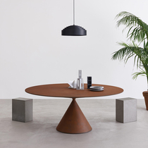  Valley and light luxury style Texture sense Round table Restaurant dining table Wabi-sabi style dining bar Design sense Modern commercial dining table