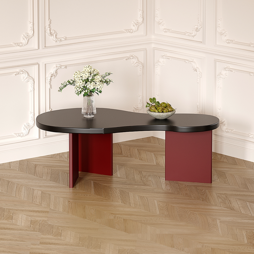 Gu and light luxury living room sofa side table solid wood coffee table dark red art special-shaped coffee table matte simple coffee table