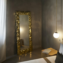  Simple metal frame full-length mirror Hip-hop trendsetter full-length mirror Home bedroom washroom texture mirror Tinfoil sense