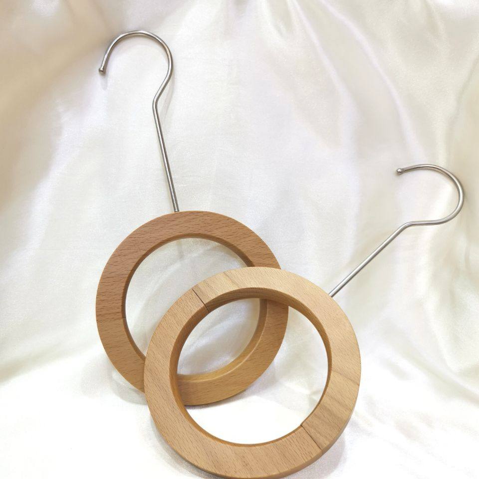 Solid wooden ring hook clothing shop jeans round wooden scarf frame can open the clothes frame S hook creative