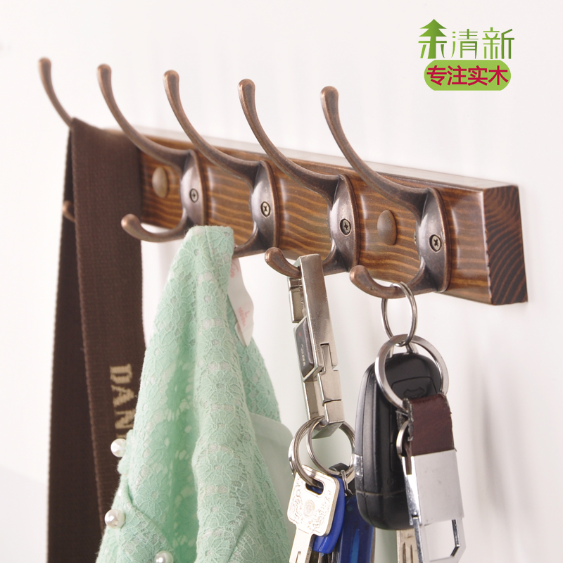 Creative Door Rear Wall Clothing Hook Clothing Hat Rack Wall-mounted Hood Hook Solid Wood Hung Hanger Wall Hanging Clothes Hook Double Hook