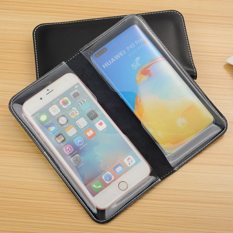 Mobile Phone Case for Two Phones, Transparent and Touchable, Dual Phone Bag, Two-In-One Leather Storage Wallet-Style Horizontal Model Mobile Phone Case for Two Phones, Transparent and Touchable, Dual Phone Bag, Two-In-One Leather Storage Wallet-Style Horizontal Model