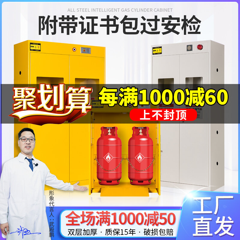 Laboratory Explosion Proof Gas Cylinder Cabinet Acetylene Hydrogen Gas Body Storage Cabinet Full Steel Gas Cylinder Cabinet Alarm Gas Tank Safety Cabinet