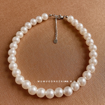 Childrens accessories baby jewelry imitation pearl clavicle necklace Hepburn style girl princess temperament off-white pearl necklace