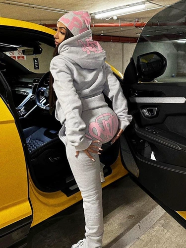 Толстовка с капюшоном, штаны подходит для мужчин и женщин, комплект в стиле хип-хоп для влюбленных, в американском стиле, свободный крой