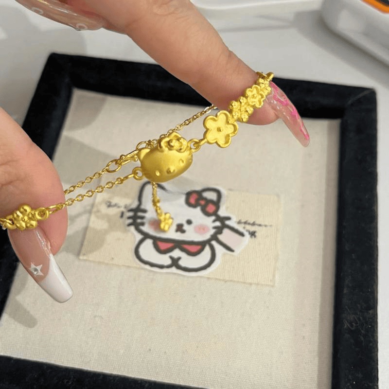 Cute and Soft Hello Kitty Bracelet Chain, Girly Kt Cat Bracelet, Gift for Girlfriend's Birthday, Trendy