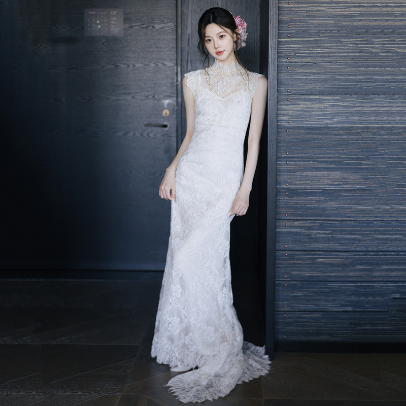 French-Style Light Wedding Dress, Vintage High-End Lace Cheongsam, Wedding Dress for Going Out, 2026 New Style Bride Wedding Engagement Reception Dress French-Style Light Wedding Dress, Vintage High-End Lace Cheongsam, Wedding Dress for Going Out, 2026 New Style Bride Wedding Engagement Reception Dress