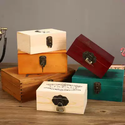 Small box with lock storage box Wooden storage box containing letter documents jewelry commemorative items Wooden retro password box