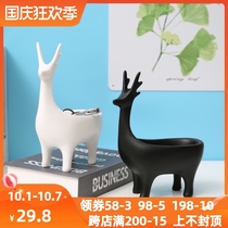 Nordic cute deer ornaments cartoon light luxury home living room into the door porch key storage box