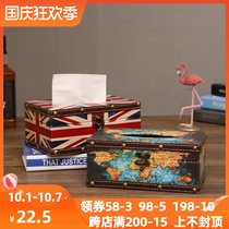 Tissue box creative home living room personality restaurant napkin paper box retro drawing paper box desktop light luxury high-end paper pump