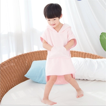 YODO XIUI children cartoon beach hooded bathrobe cloak bath towel can wear microfiber cloak solid color