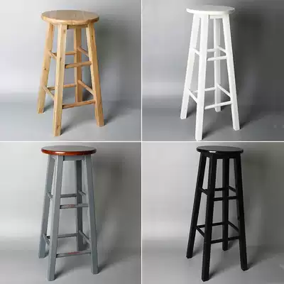 Solid wood bar chair Nordic bar stool commercial modern simple front desk cash register counter photo creative high foot stool