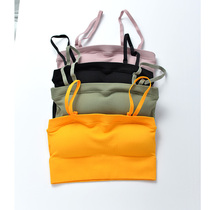 Shoulder strap detachable sports bra daily interior with one-word smear yoga underwear solid color without steel ring womens dress