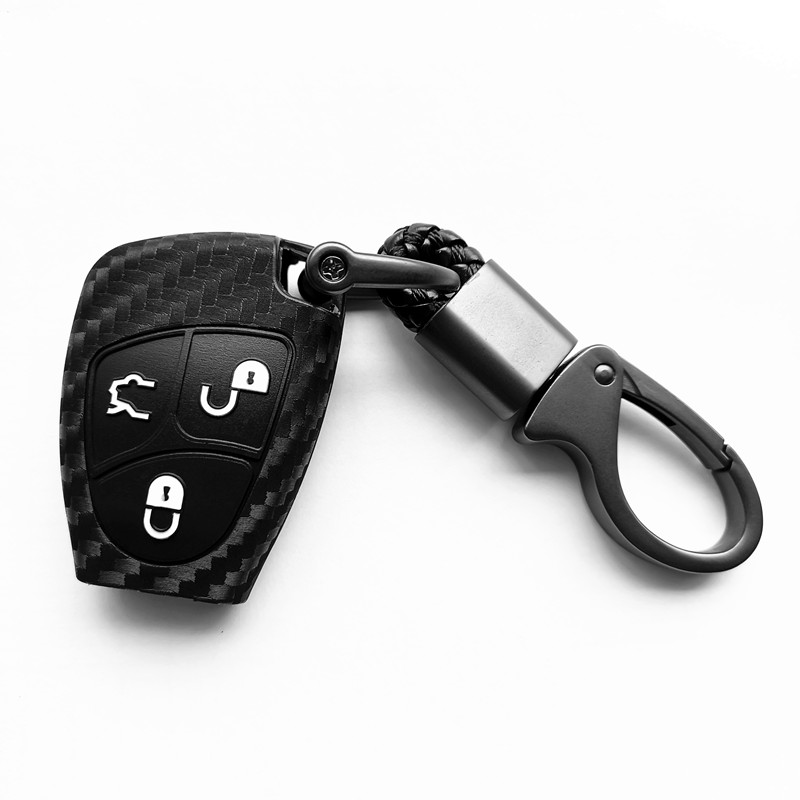 Applicable to Benz Key Class E Class C Class C Class C Class C200L Carbon Fiber Silicone Set CLA220 male GLC