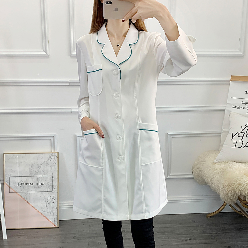 White Coat Long and Medium Short Sleeves Pharmacy Doctor Beautician Work Clothes Female Classy Beauty Salon Thin Nurse Small Person