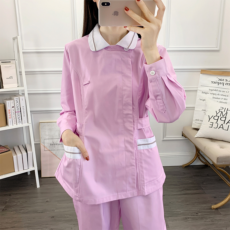 Nurse Uniform Two-Piece Set for Women, Long-Sleeved, Short Style, Suitable for Postpartum Care, Maternal and Infant Care, Medical Beauty Salon, Dental Clinic Workwear