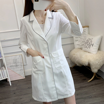 Small sub-beauty salon workwear female medical beautician high-end middle short sleeve summer skin management thin white coat