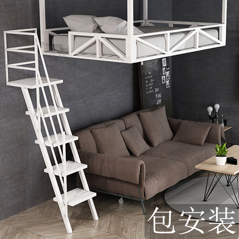Iron loft bed high and low bed pavilion bed bunk iron frame bed bed under table double bed single apartment bed