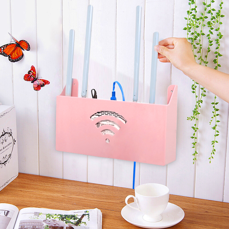Router accommodating box TV wifi onboard case wall-mounted shelf free of punch rationel wire box wire bedroom living room