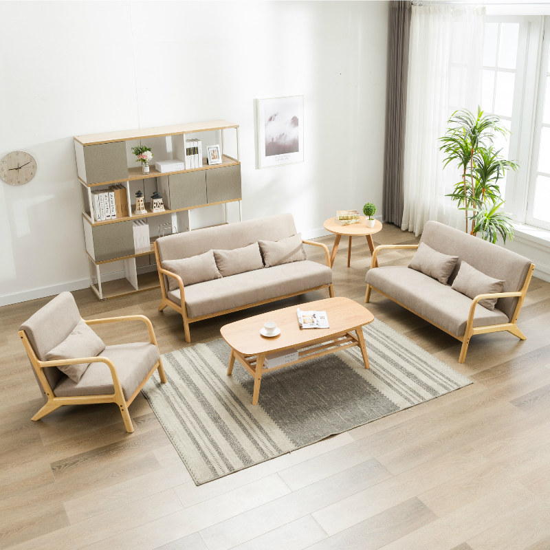 Office sofa tea table combination suit modern simple Nordic solid wood reception room in talks for business casual card holder