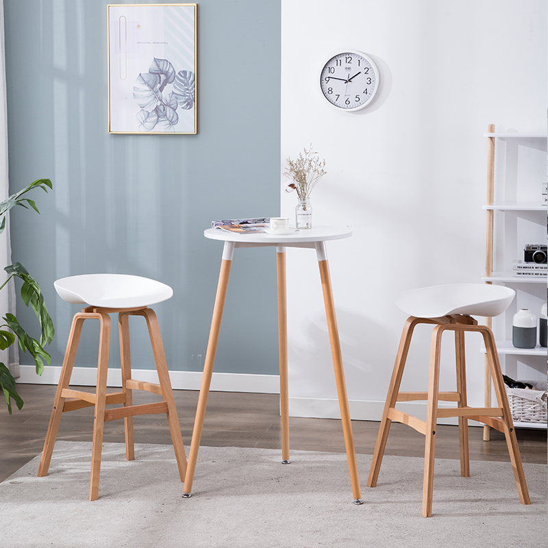 Solid wood small bar table for home table and chairs suit Nordic minimalist modern bar coffee high-footed round table and chairs