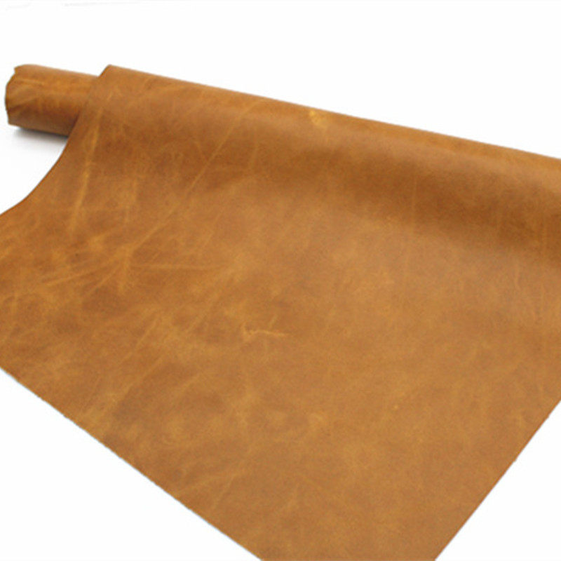 Coal leather leather skin skin retro oil skin yellow-brown sofa leather bed sofa soft seat fabric