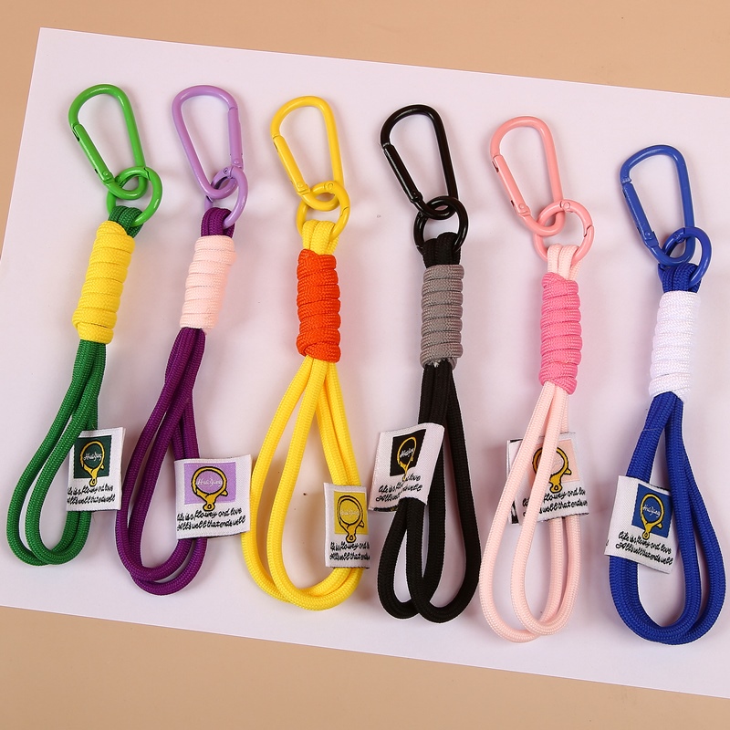 Nylon Braided Rope Keychain Lanyard for Men and Women, Carabiner, Couple Wrist Strap, Bag Accessory, Trendy Car Keychain
