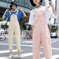 Junior high school high school students autumn Korean version casual strap nine-point pants Girl child 12 13 14 15 17-year-old child