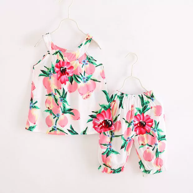 Bộ đồ trẻ em nữ 0-1 tuổi cotton nhân tạo bộ đồ hai mảnh cho bé gái mùa hè váy hoa mỏng mùa hè váy vest - Phù hợp với trẻ em