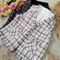 Beautiful to the tip of the heart with tassels and small fragrant wind waistcoat wool tweed plaid vest coat women's horse clip