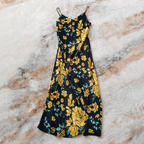 This must be a blockbuster printed acetate satin vest camisole skirt sleeveless bottoming dress for women