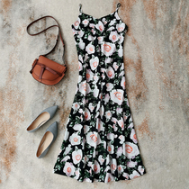 Collar welfare temperament printing bottoming strap dress in long sleeveless vest dress