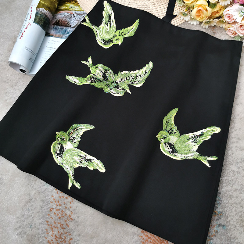 Poison Family special Artisanal Nail Pearl Bright Sheet Half Body Dress Woman Display Slim Black High Waist A Character Short Skirt