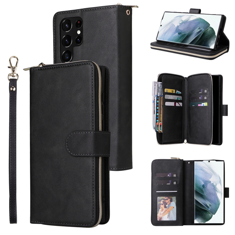 Suitable for Samsung S26 Ultra Phone Case S25 S24 S23 S22 S21 S20 Plus+Fe Nine-Card Zipper Wallet Multi-Card Protective Case Suitable for Samsung S26 Ultra Phone Case S25 S24 S23 S22 S21 S20 Plus+Fe Nine-Card Zipper Wallet Multi-Card Protective Case